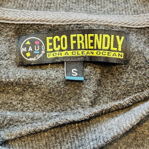 Maui And Sons Crewneck Sweatshirt Mens Small Grey Surf Shark Graphic Long Sleeve - Picture 8 of 12